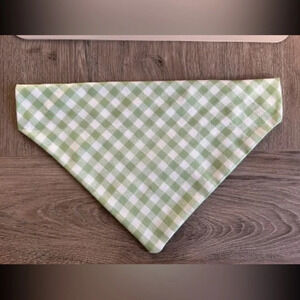 Green and white gingham dog bandana